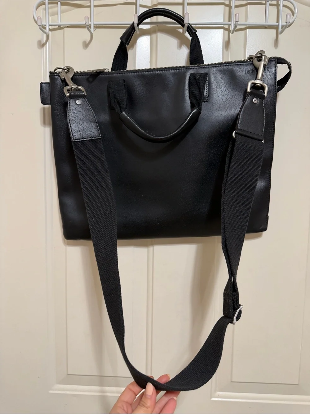 Jack Spade Black Leather Laptop Briefcase